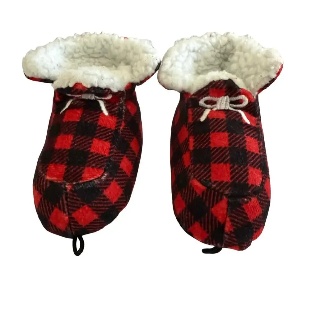Bark Box 2 Piece Winter Shoe Plaid Booties in Red​